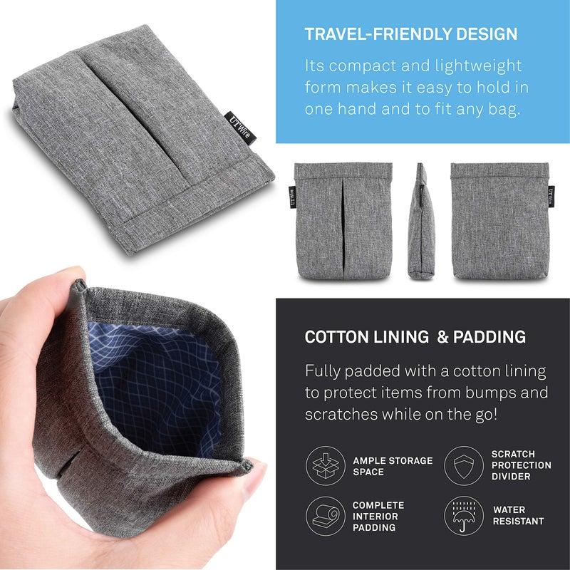 UT Wire Pocket for Earphone and Charger Snap & Store Padded Accessory Travel Pouch for AirPods Pro, Earbuds in Black - Image 4